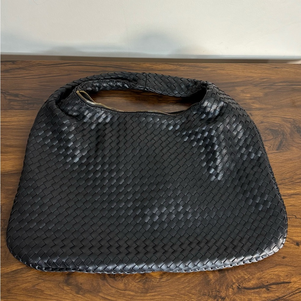 Elegant Black Woven Tote Bag